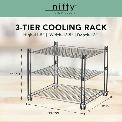 Three-tier cooling rack with dimensions