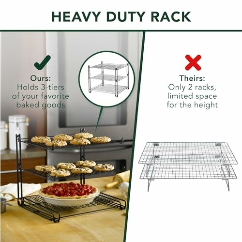 Comparison between a 3-tier baking rack and a 2-tier rack.