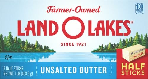 Land O Lakes unsalted butter package with half sticks