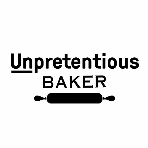 Unpretentious Baker logo with rolling pin